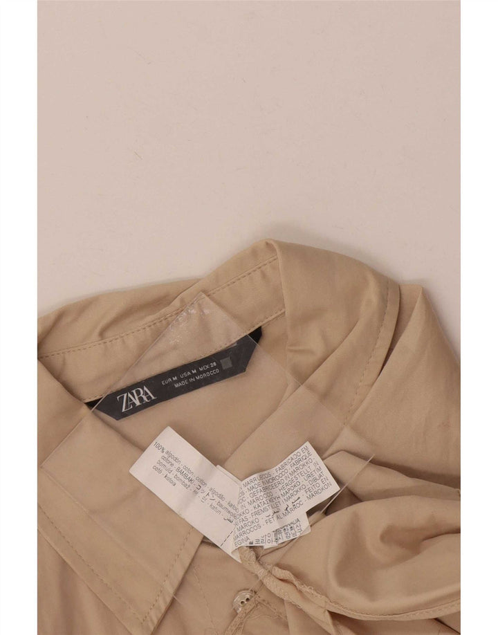 Chemise Femme Zara UK 14 Coton Beige Moyen