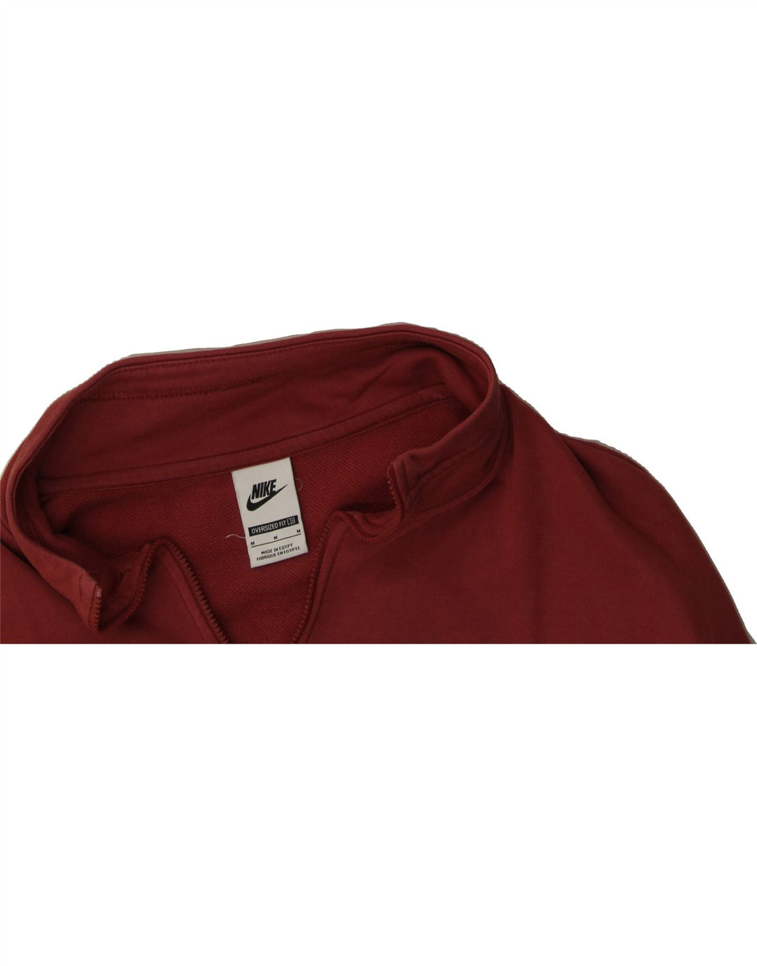 NIKE Mens Oversized Zip Neck Sweatshirt Jumper UK 14 Medium Burgundy Vintage Nike and Second-Hand Nike from Messina Hembry 