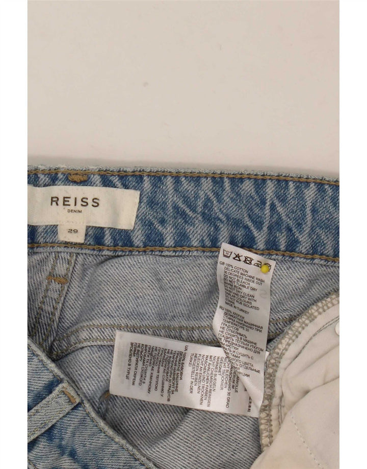 Reiss Femme Jean court effet vieilli W29 L26 Bleu Coton