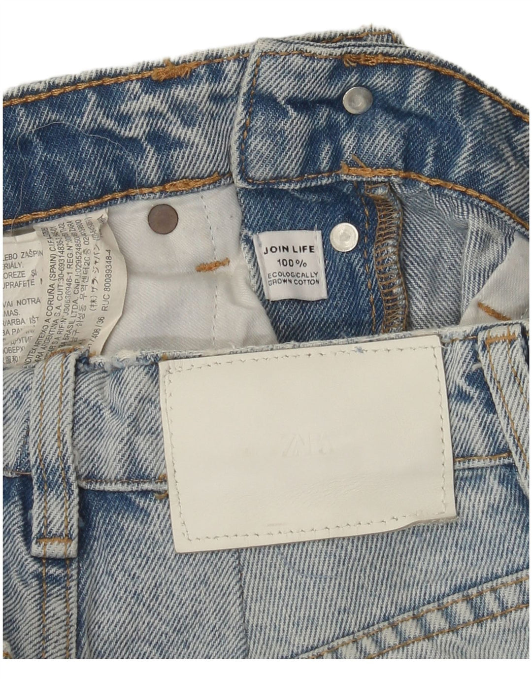 Zara Femme Jean Droit W24 L24 Bleu Coton