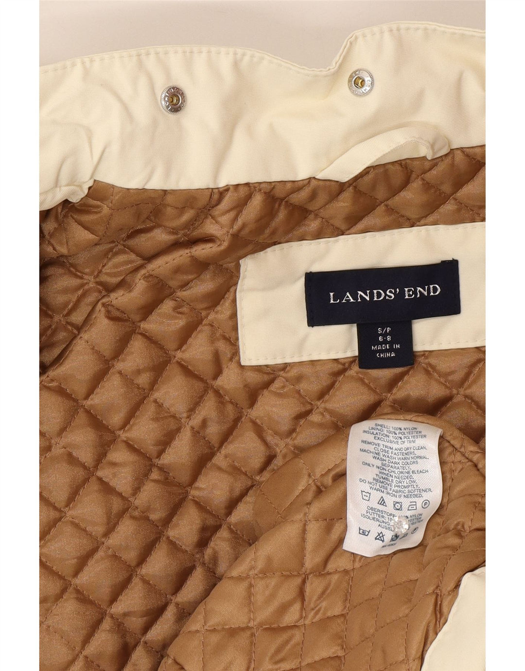 Lands End Veste coupe-vent surdimensionnée pour femme UK 10 Petit nylon blanc cassé