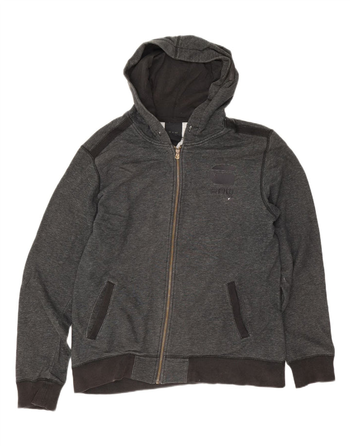 G-Star Pull à capuche zippé en coton moucheté gris moyen homme