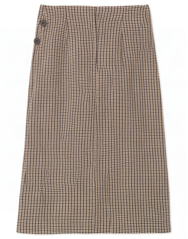 Zara Jupe Portefeuille Femme Large W30 Marron Carreaux