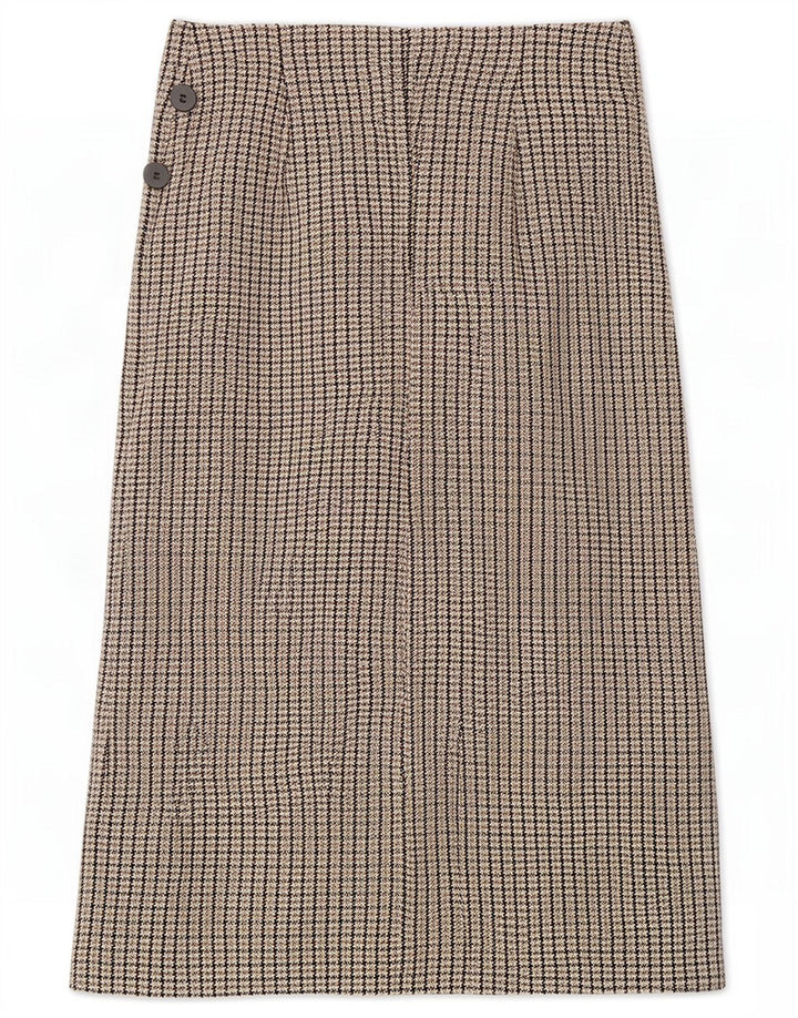 Zara Jupe Portefeuille Femme Large W30 Marron Carreaux