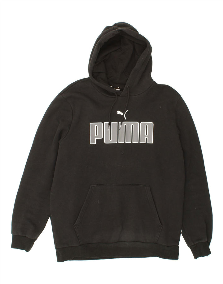 PUMA Mens Graphic Hoodie Jumper Medium Black Vintage Puma and Second-Hand Puma from Messina Hembry 