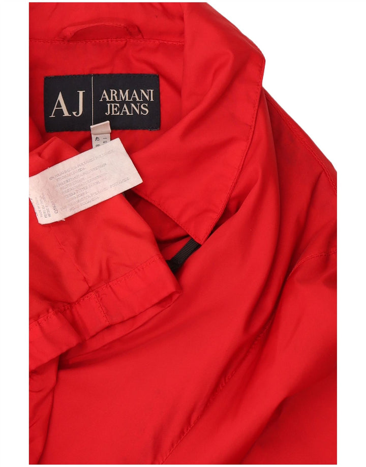 Armani Jeans Veste coupe-vent pour femme UK 12 Medium Rouge Polyamide