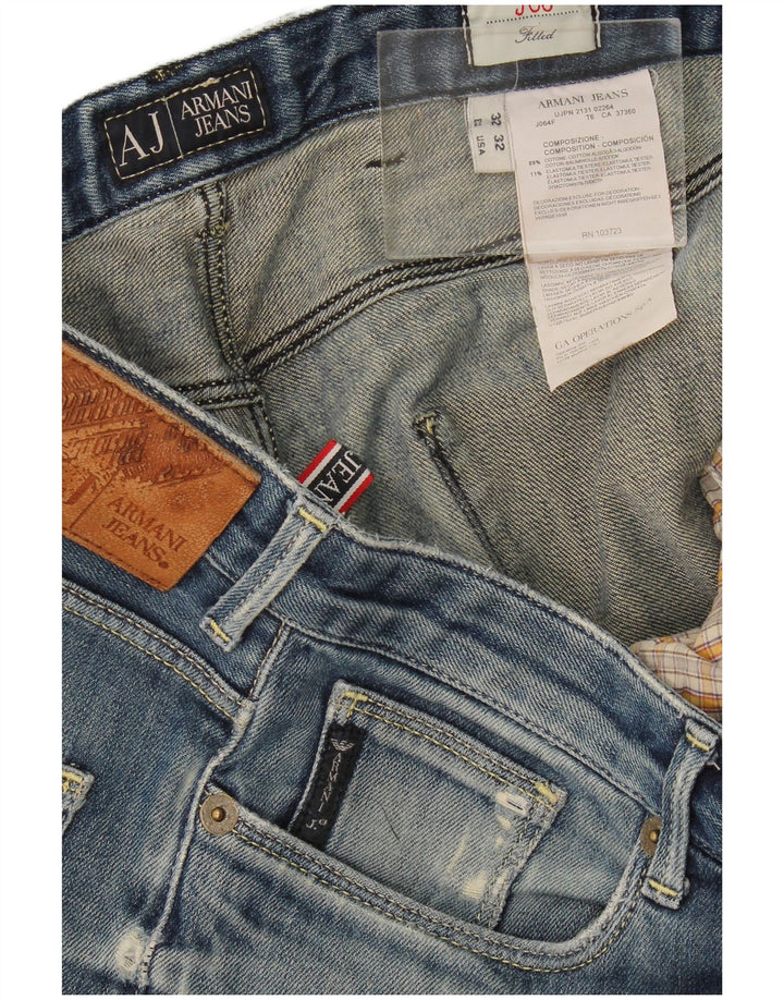 Armani Jean slim ajusté en détresse pour femme W32 L32 en coton bleu