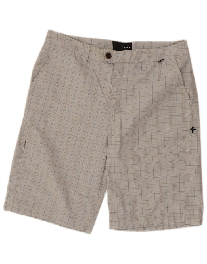 HURLEY Short Cargo Homme W32 Gris Moyen à Carreaux Polyester