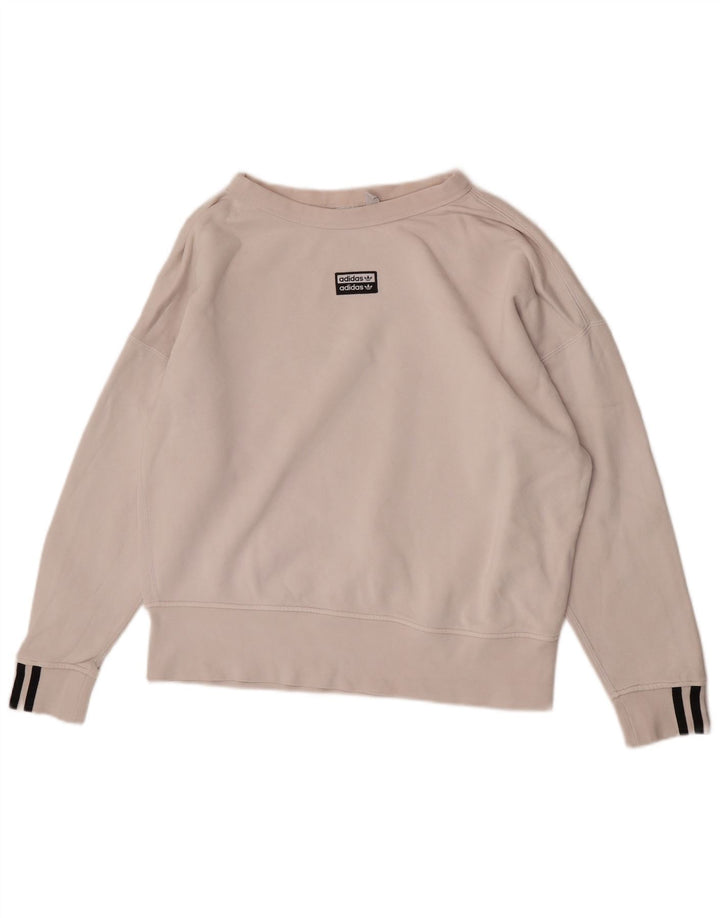 Adidas Sweat-shirt surdimensionné pour femme UK 10 Petit coton blanc