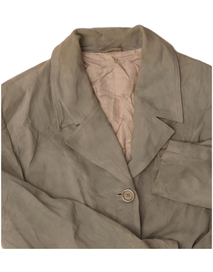 Pollini Veste blazer en daim à 3 boutons pour femme UK 14 Vert moyen