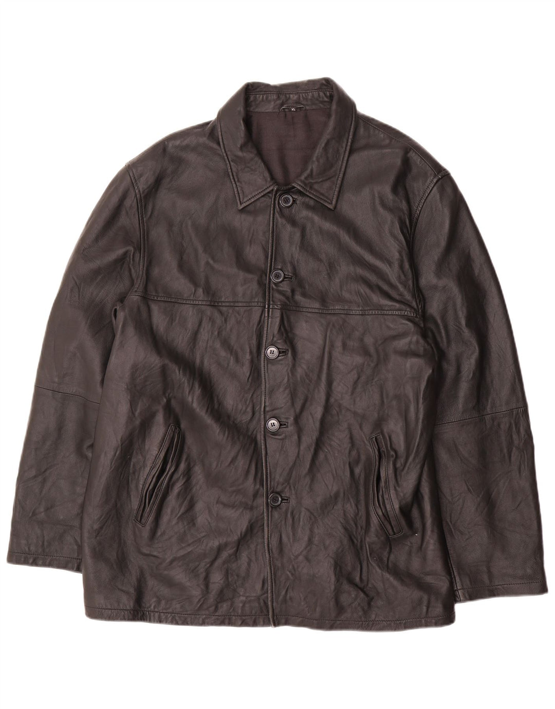 VINTAGE Veste en cuir homme UK 42 XL Cuir noir