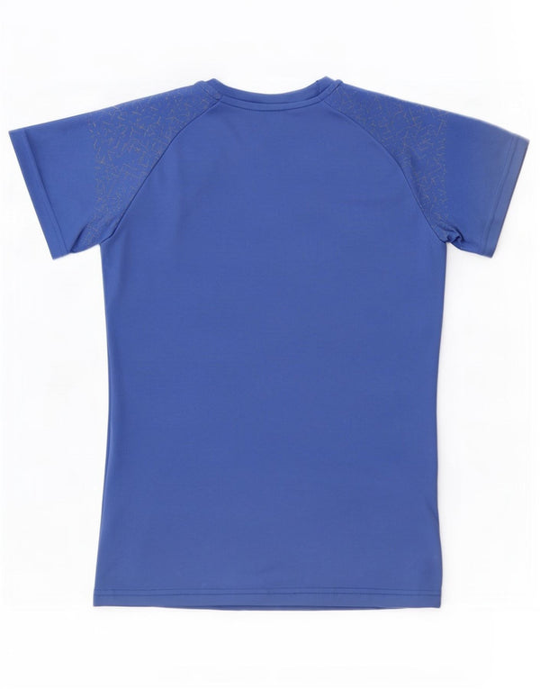 Asics T-Shirt Femme Top UK 10 Petit Bleu Géométrique Polyester