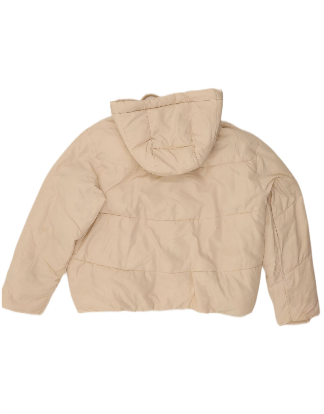 Zara Veste matelassée surdimensionnée à capuche pour femme UK 6 XS Polyester blanc cassé