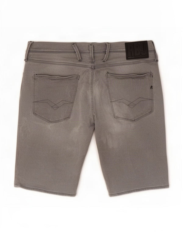 Replay Short Anbass Denim W32 Homme Gris Moyen Coton