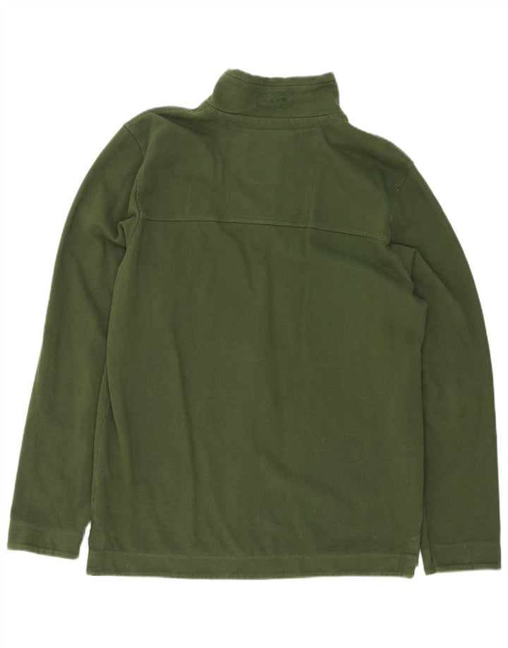 Crew Clothing Sweat-shirt à col zippé pour homme en coton vert moyen