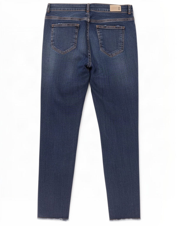 Zara Womens Z1975 Crop Skinny Jeans EU 38 Small W28 L26 Bleu à pois