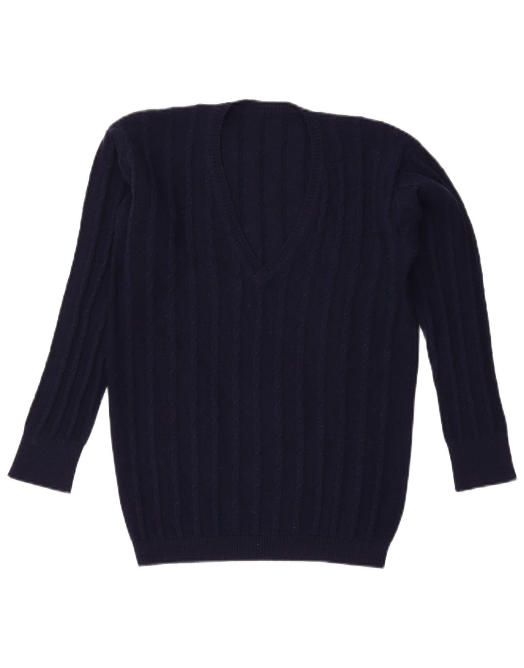 VINTAGE Pull col V femme UK 16 Grand Bleu Marine