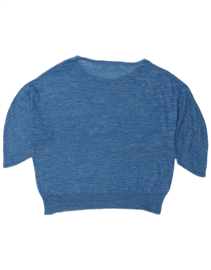 ZARA Pull ample à col bateau pour femme UK 14 Bleu moyen