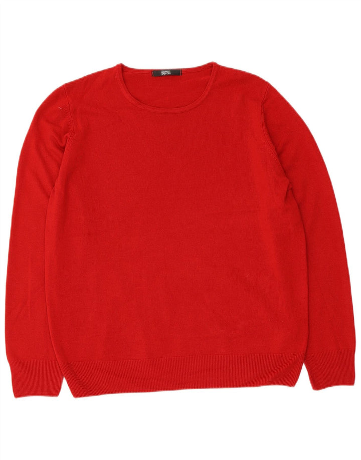 Marks & Spencer Pull à col rond pour femme UK 14 Acrylique rouge moyen