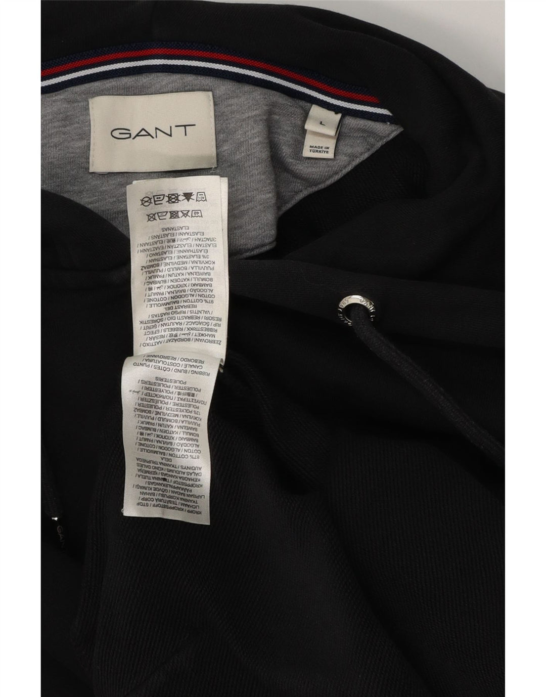 GANT Pull à capuche zippé pour hommes, grand coton noir