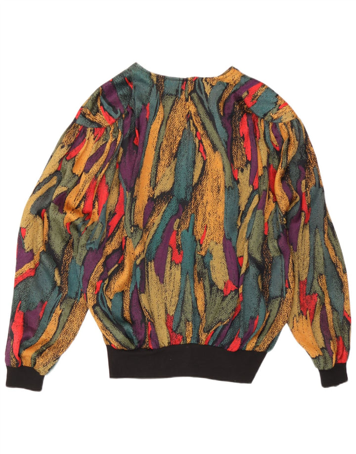 vintage Womens Abstract Pattern Blouse Top UK 14 Grand Multicolore