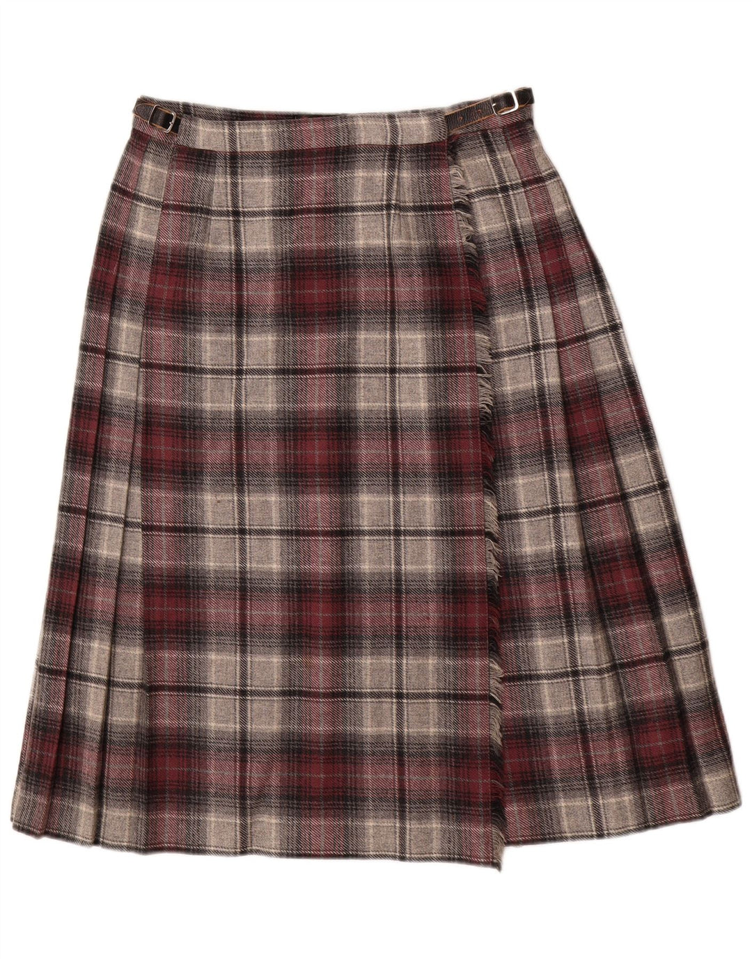 Deerstalker Jupe portefeuille plissée pour femme W28 en laine à carreaux rouge moyen