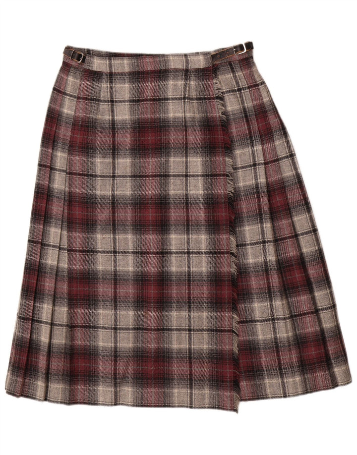 Deerstalker Jupe portefeuille plissée pour femme W28 en laine à carreaux rouge moyen
