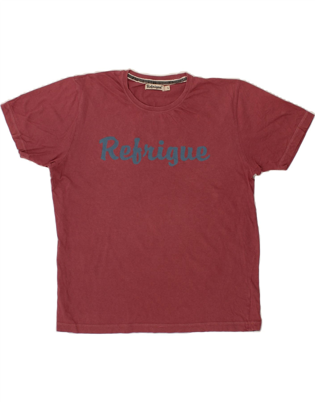 REFRIGUE Mens Graphic T-Shirt Top Large Maroon Cotton Vintage Refrigue and Second-Hand Refrigue from Messina Hembry 