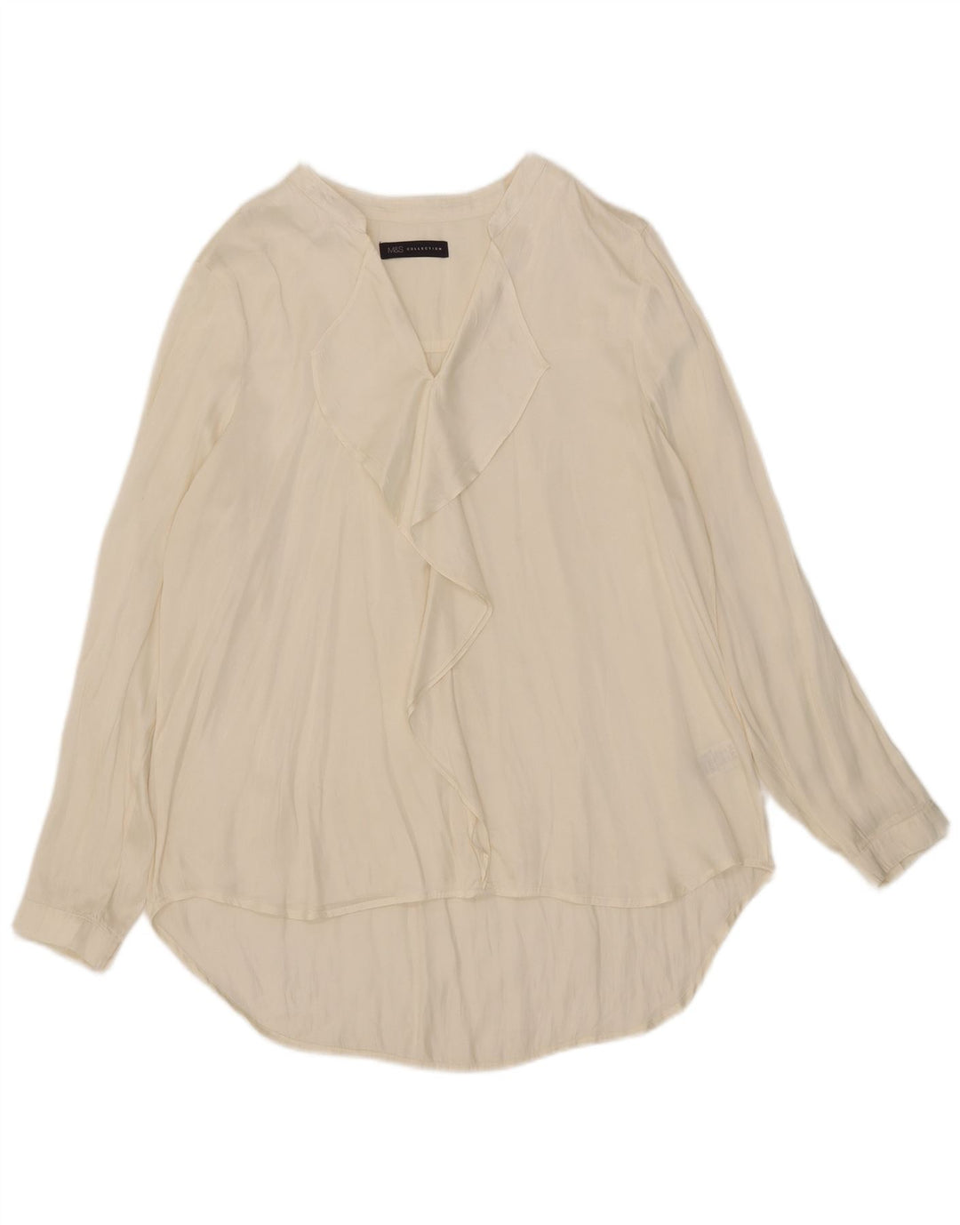Marks & Spencer Chemisier à manches longues à volants sur le devant pour femme UK 18 XL Beige