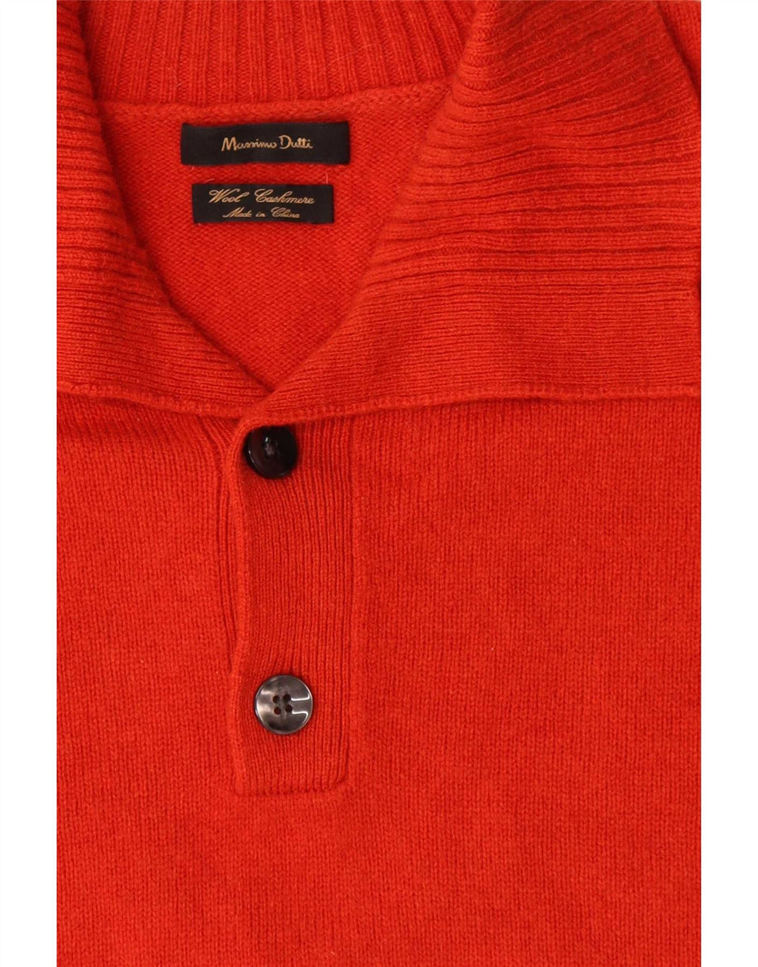 Massimo Dutti Pull à col boutonné pour homme en laine orange Large