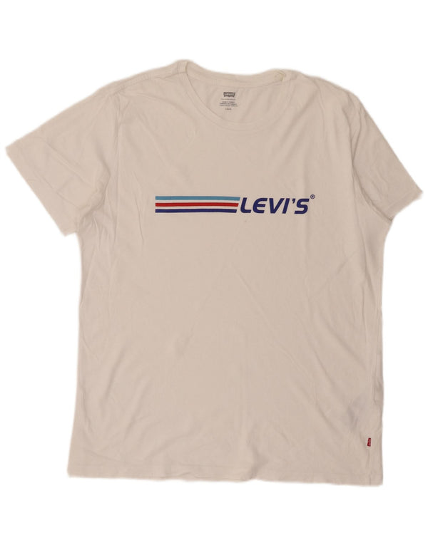 Levi's T-Shirt Graphique Homme Blanc Large Coton Rayé