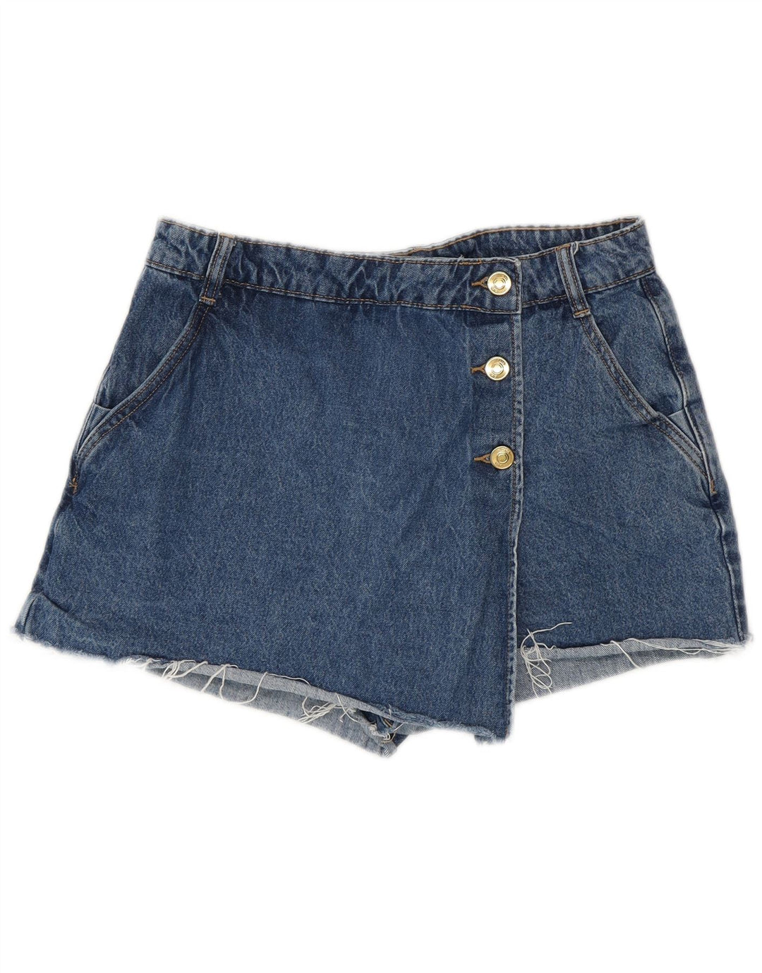 Zara Pantalon chaud en denim taille haute pour femme Medium W28 Bleu