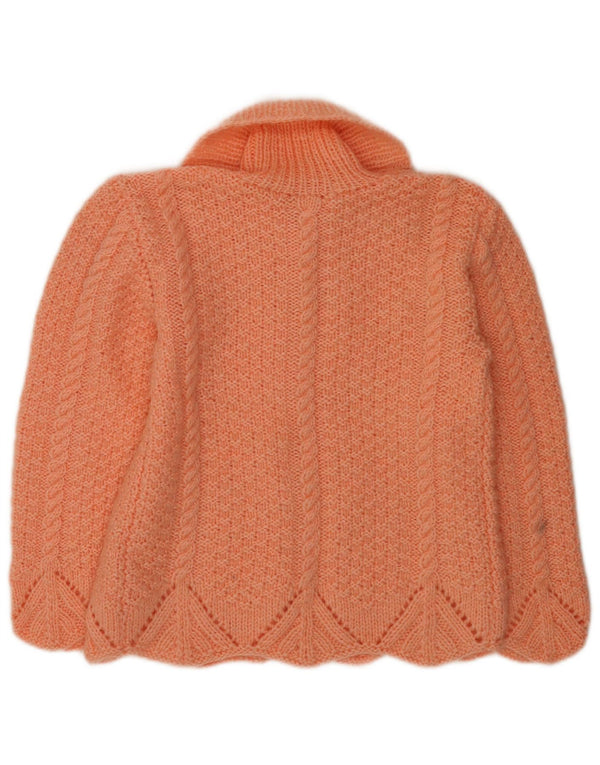 vintage Femme Cardigan Pull UK 14 Orange Moyen
