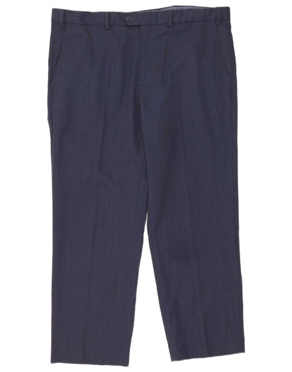 Marks & Spencer Pantalon de Costume Droit Homme W40 L29 Bleu Marine Polyester
