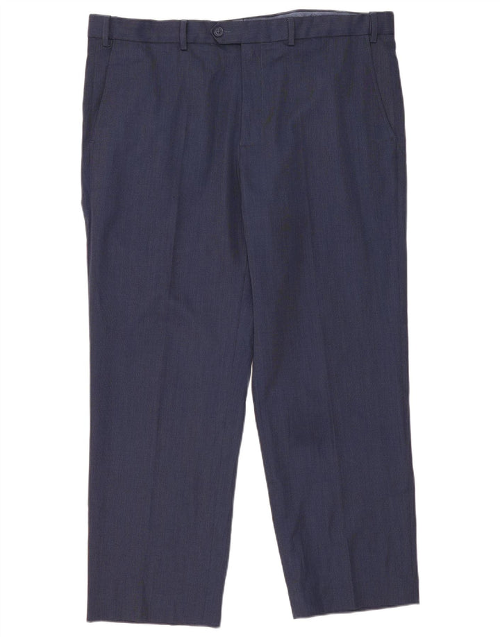 Marks & Spencer Pantalon de Costume Droit Homme W40 L29 Bleu Marine Polyester