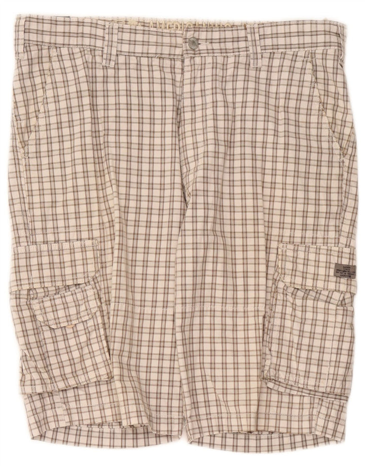 Americanino Short cargo pour homme W34 Grand carreaux beiges