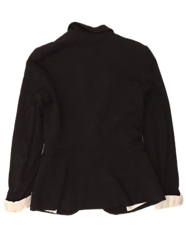 Zara Veste Blazer 1 Bouton Femme UK 6 XS Noir Viscose