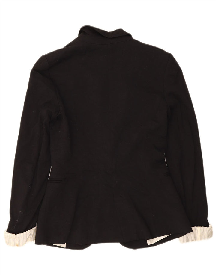 Zara Veste Blazer 1 Bouton Femme UK 6 XS Noir Viscose