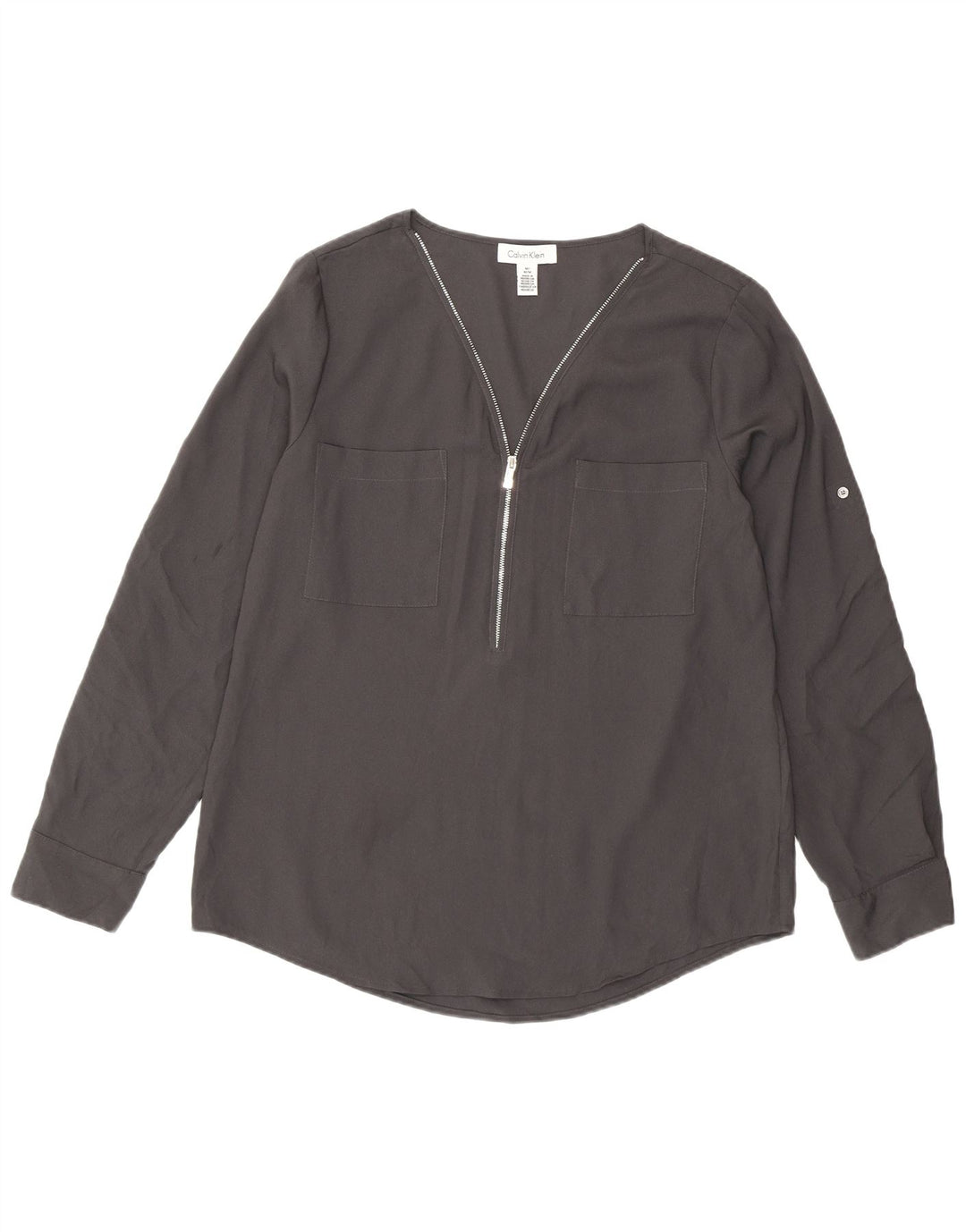 Calvin Klein Chemisier à manches longues pour femme UK 44 Gris moyen Polyester