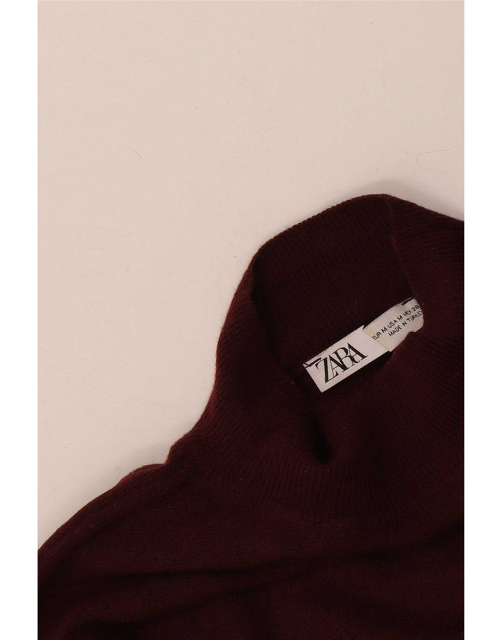 Zara Pull surdimensionné à col roulé pour femme UK 14 Bordeaux moyen