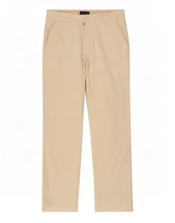 Zara Pantalon Chino Droit Homme EU 44 Large W34 L31 Lin Blanc Cassé