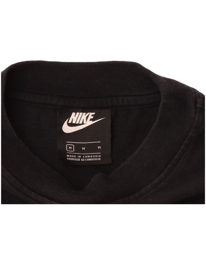 NIKE Womens Crop T-Shirt Top UK 14 Medium Black Cotton