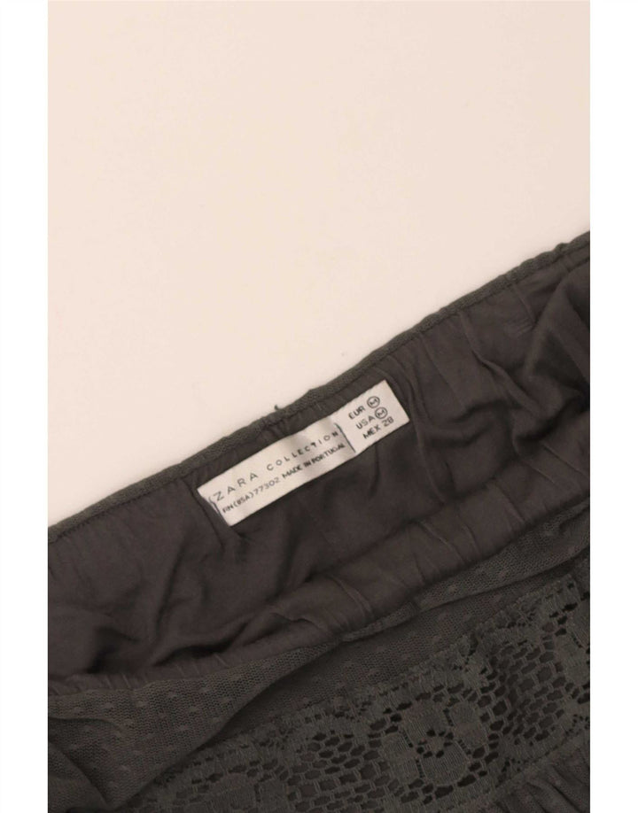 Zara Femme Jupe Plissée Moyen W28 Gris Rayé