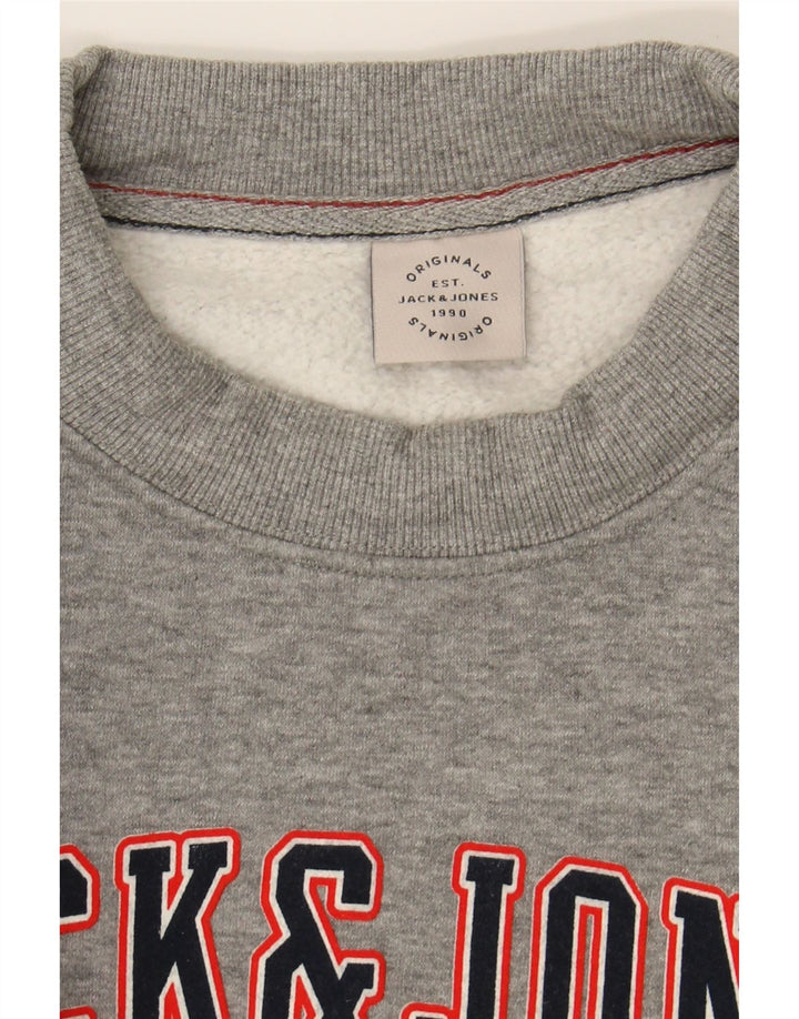 JACK & JONES Mens Graphic Sweatshirt Jumper XL Grey Cotton Vintage Jack & Jones and Second-Hand Jack & Jones from Messina Hembry 