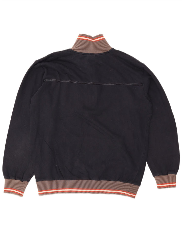 CHAMPION Sweat-shirt à col zippé pour homme, grand, bleu marine, color block