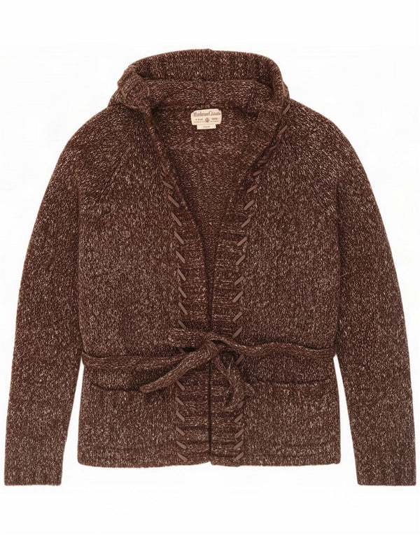 Marlboro Classics Cardigan à capuche pour femme UK 14 Large Marron moucheté