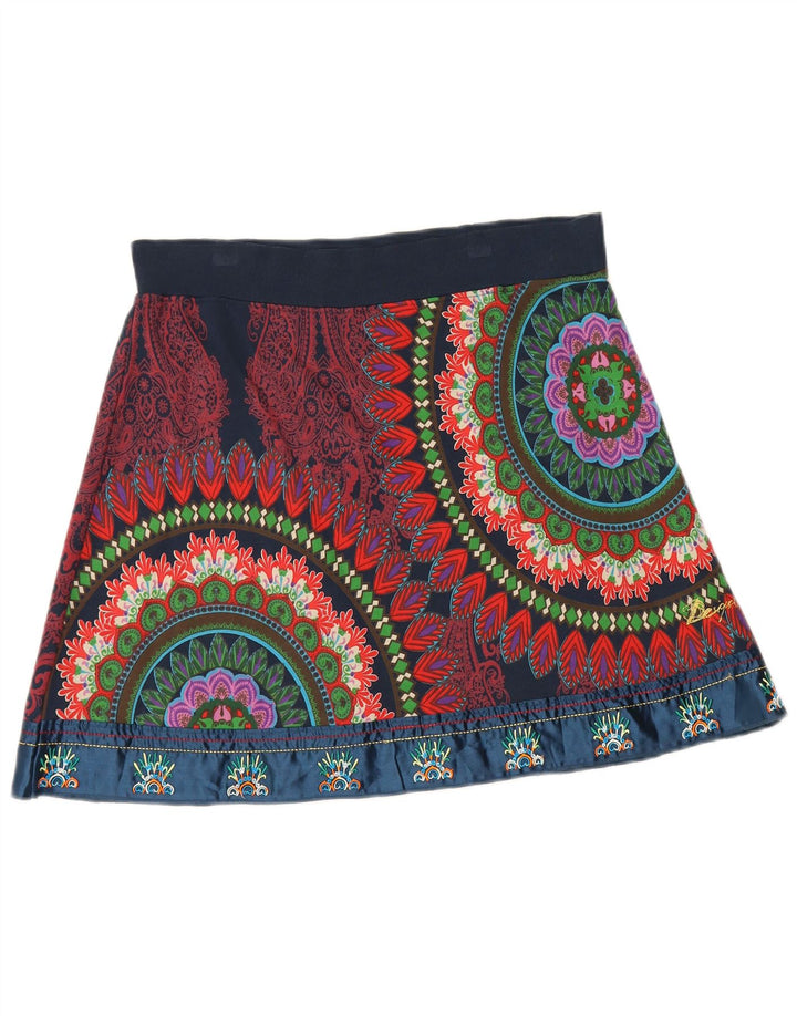 Desigual Femme Graphic Mini Jupe Large W32 Coton Géométrique Multicolore