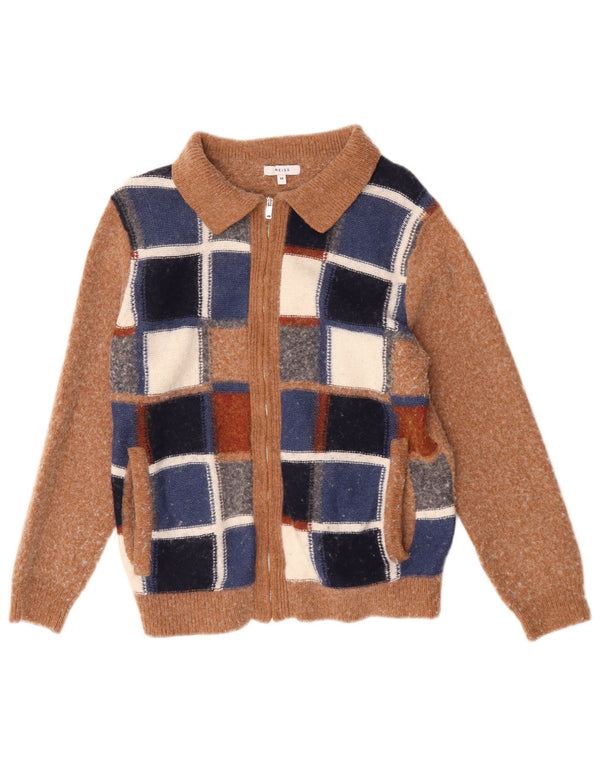 Reiss Pull à col zippé pour femme UK 14 Marron moyen géométrique