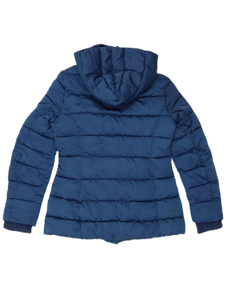 SISLEY Veste matelassée à capuche pour femme UK 12 Bleu moyen Polyester