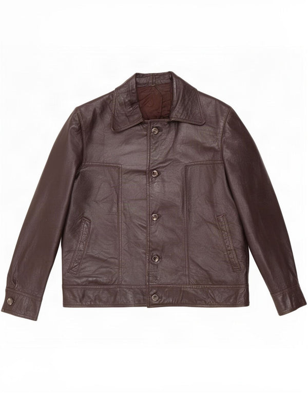 veste en cuir homme vintage UK 40 Grand Marron